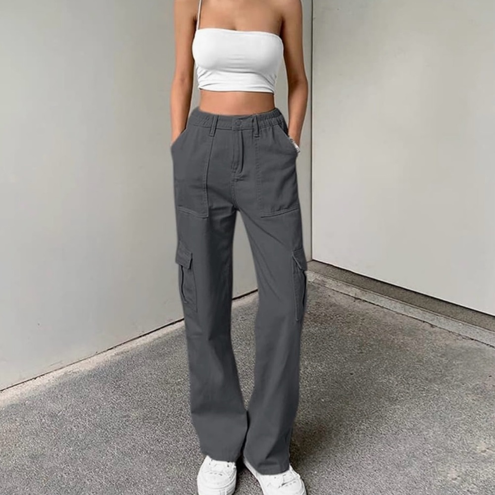 Lepunuo Women's High Waist Cargo Pants Casual Loose Stretch Wide Leg Trousers